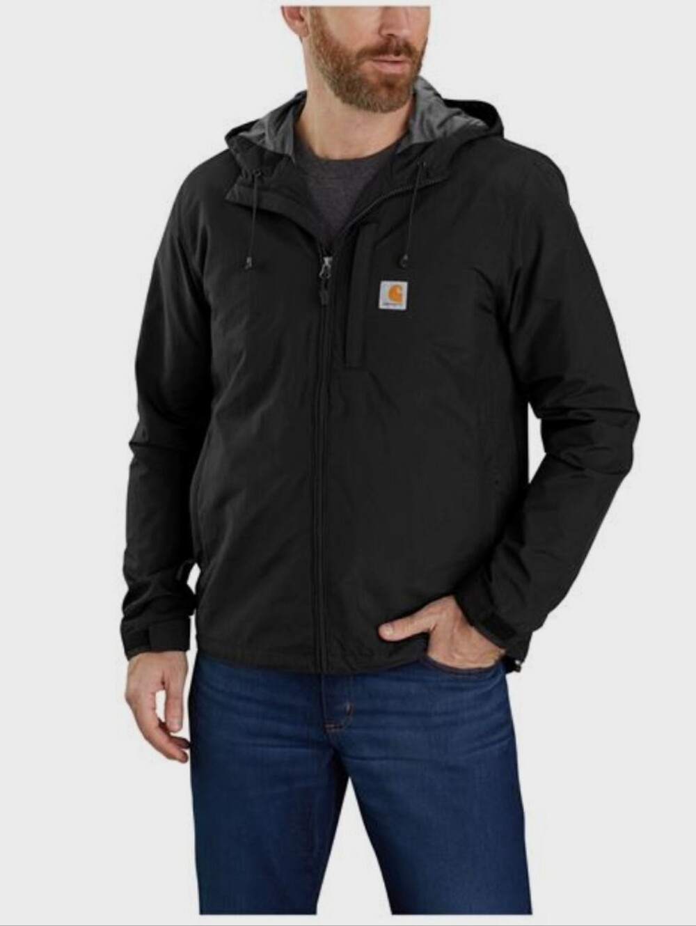 Carhartt Men’s Black Hooded Windbreaker Jacket